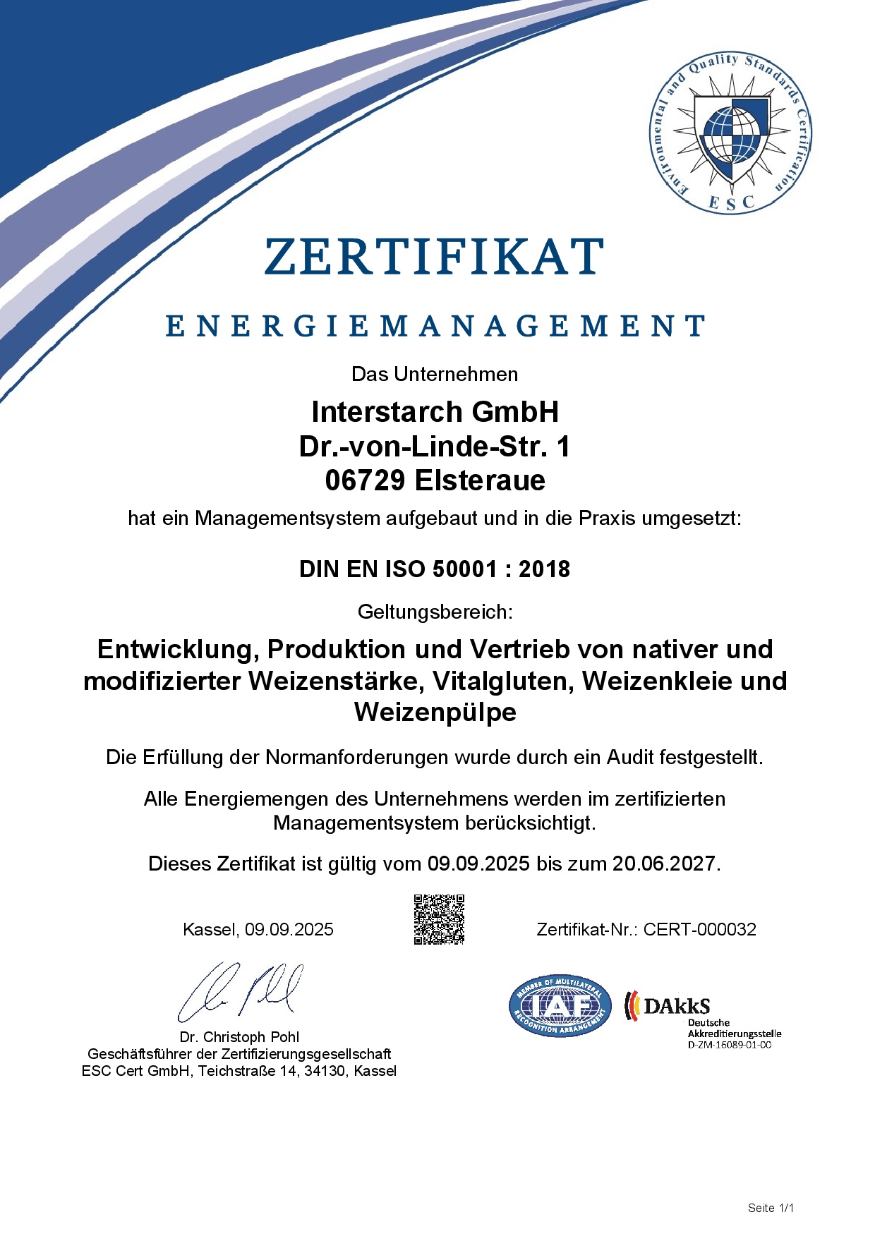 ISO 50001 Zertifikat