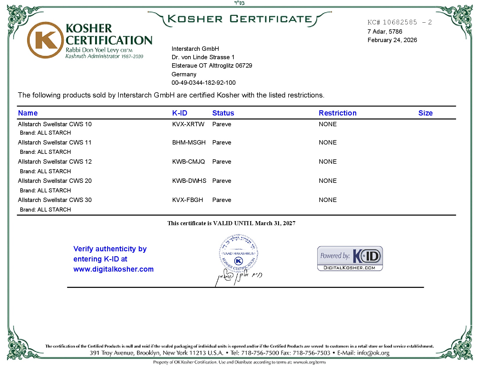 Kosher Certificate_2
